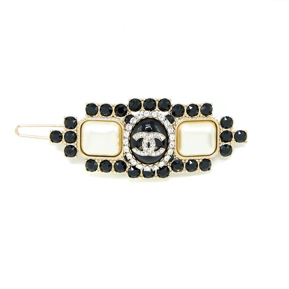 Rare! Chanel Barrette With Pearly Whites & Black Crystals - Picture 2 of 6